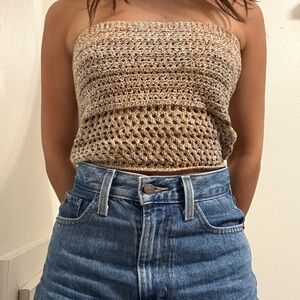 Women's Tan Crochet Tube Top